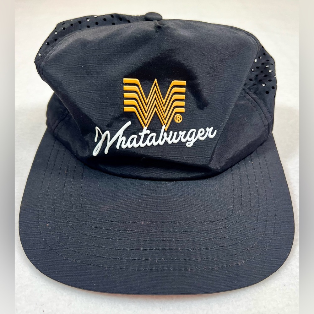WHATABURGER Staunch Black Mesh Restaurant Hat Snapback Trucker Hat NWT New‎